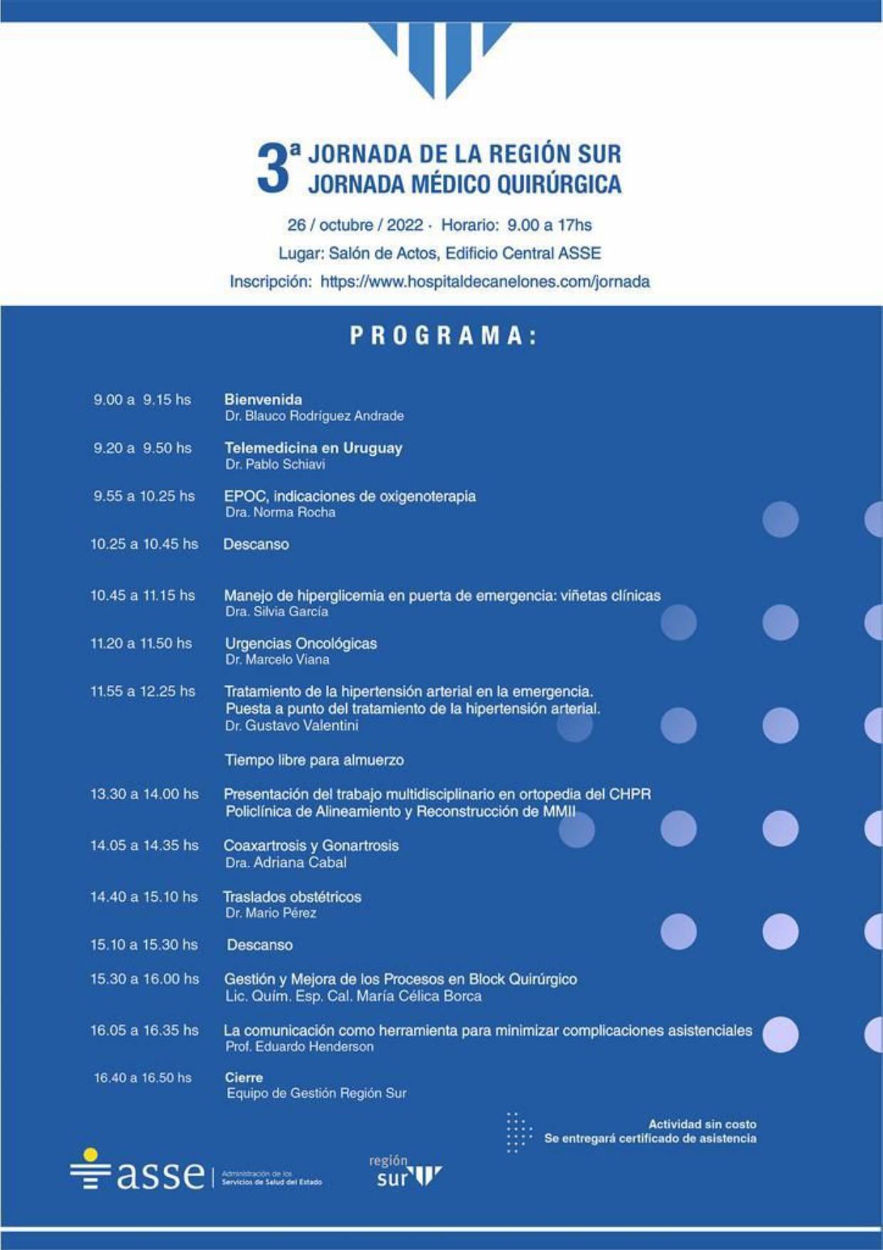 3era. Jornada de la Región Sur : Jornada Médico Quirúrgica.