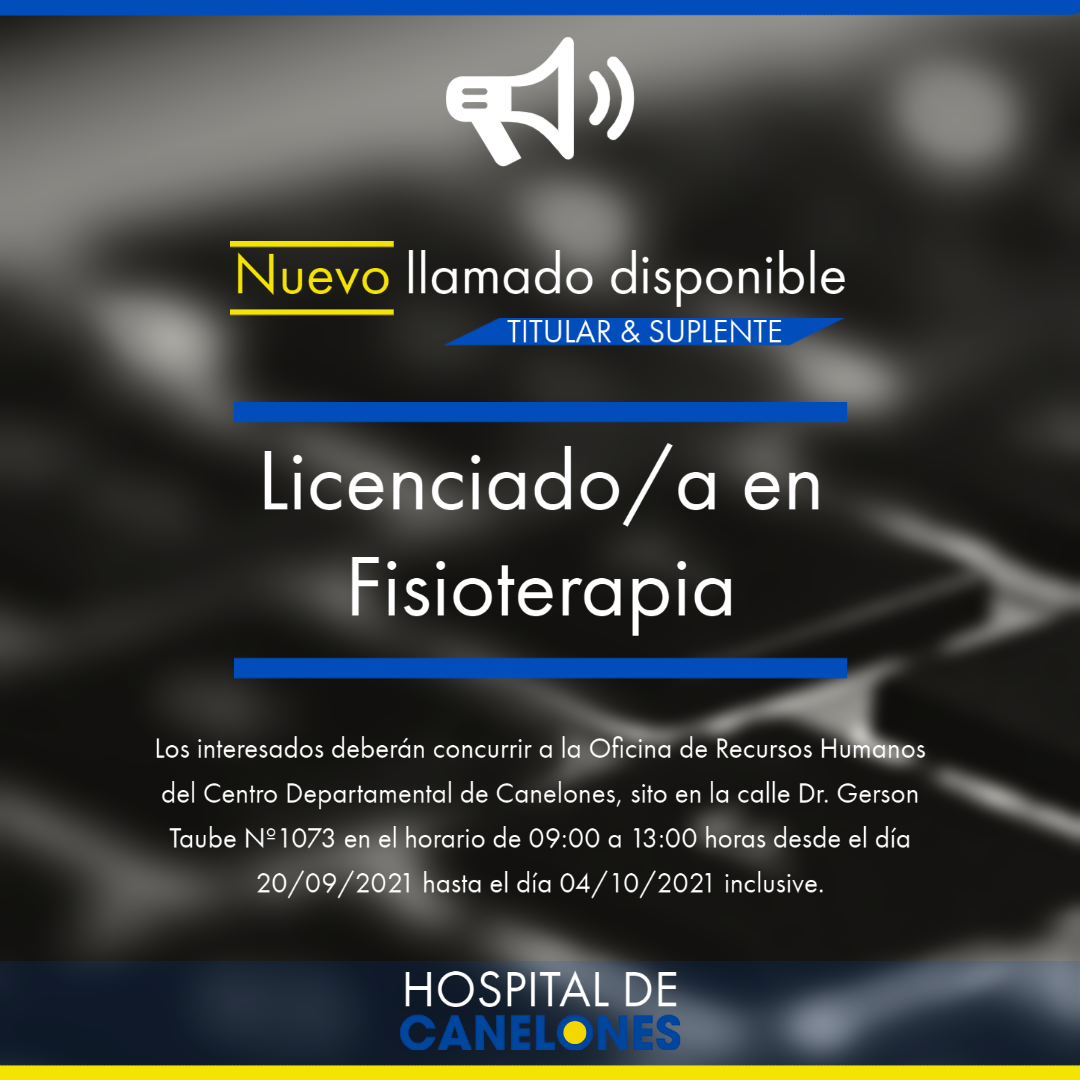 Nuevo llamado - Licenciado/a en Fisioterapia (Titular & Suplente)